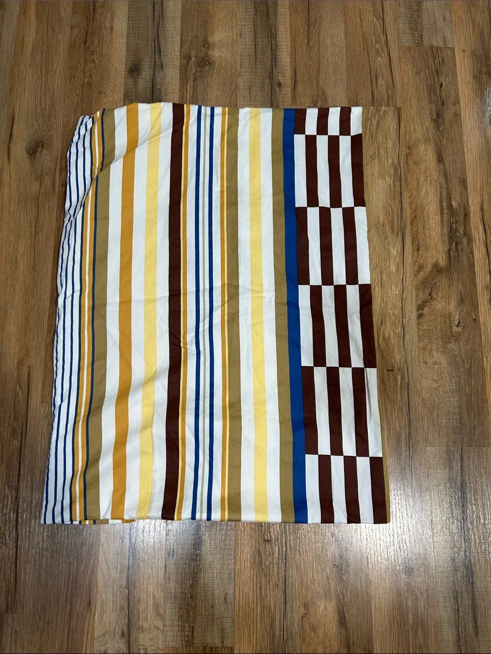 Brooklinen Yellow White Striped Cotton Panel Duvet W/ Two Pillow Set Full/Queen